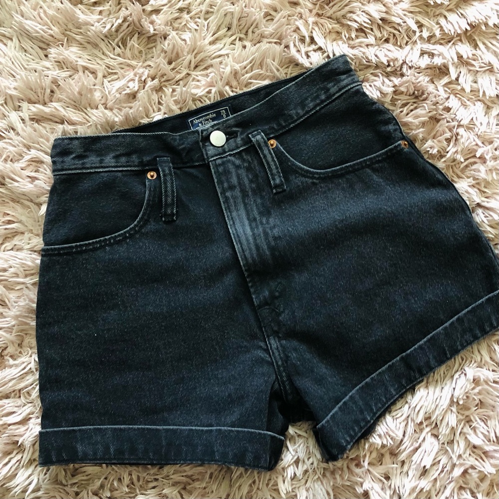 Abercrombie & Fitch Black Natural Rise Denim Short